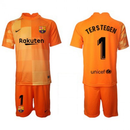 Billiga Fotbollströjor FC Barcelona Målvakt Ter Stegen 1 Barn Hemma tröja 2021/22 Kortärmad